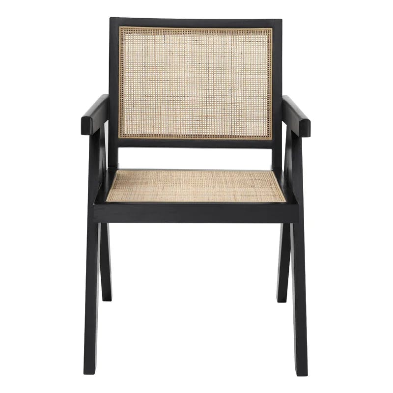 Chandigarh Inspired Classic Black Rattan Cane Arm Chair