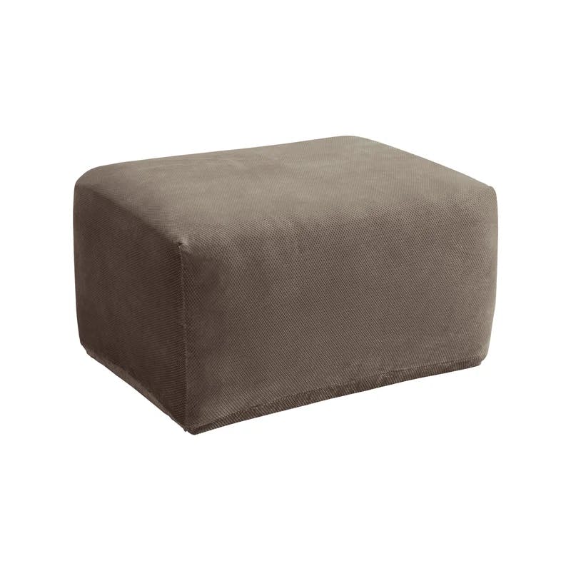 Stretch Pique Taupe Oversized Ottoman Slipcover