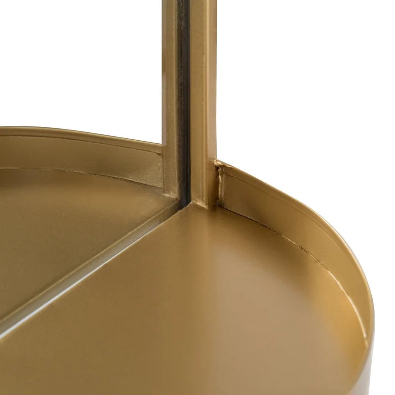 Estero Glam Gold Metal Capsule Wall Mirror with Shelf, 16x38