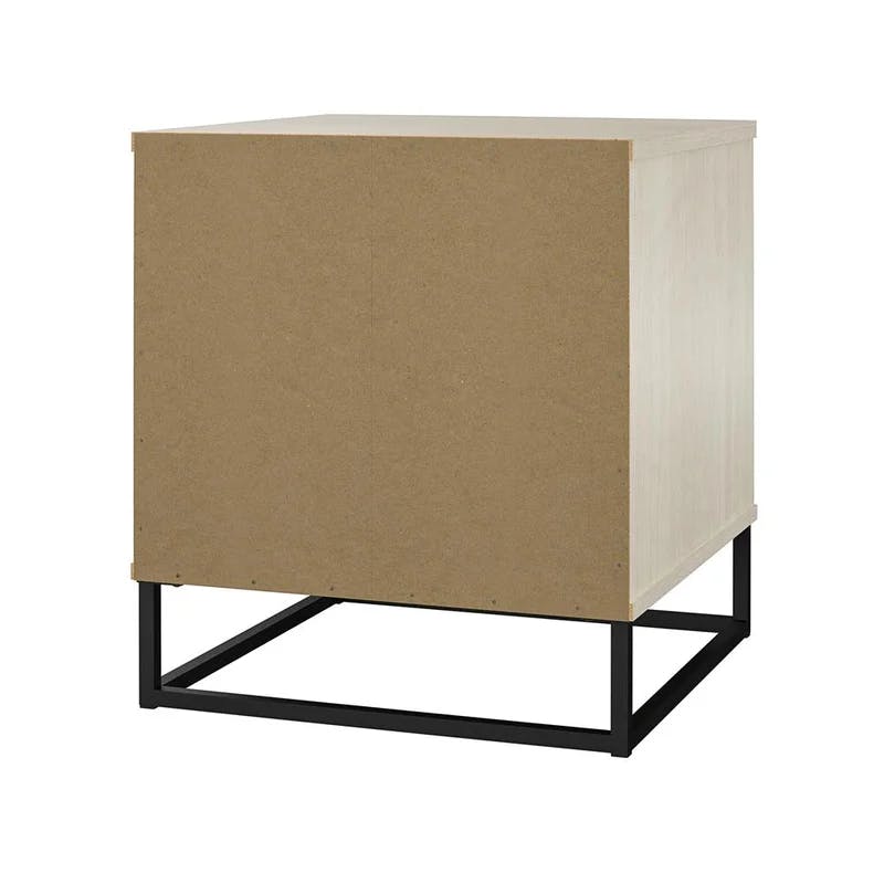 Ivory Oak Rustic Modern Nightstand with Drawer and Open Cubby