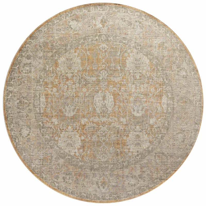 Rosemarie Gold/Sand 3'-2" Round Synthetic Area Rug