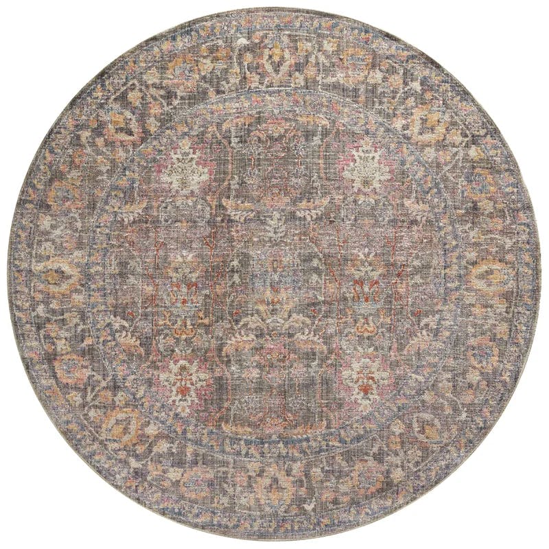 Rosemarie Stone Multi 5' Round Synthetic Area Rug