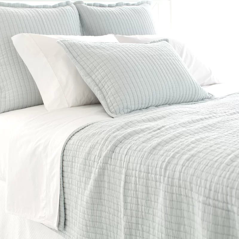 Sky Blue Full Cotton Matelassé Lightweight Bedspread