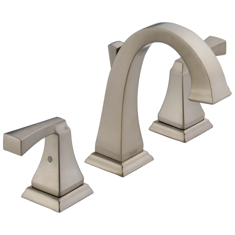 Modern Art Deco Inspired Stainless Steel Widespread Bathroom Faucet