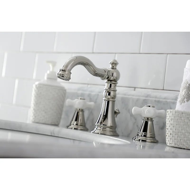 Victorian Inspired Polished Nickel Widespread Bathroom Faucet