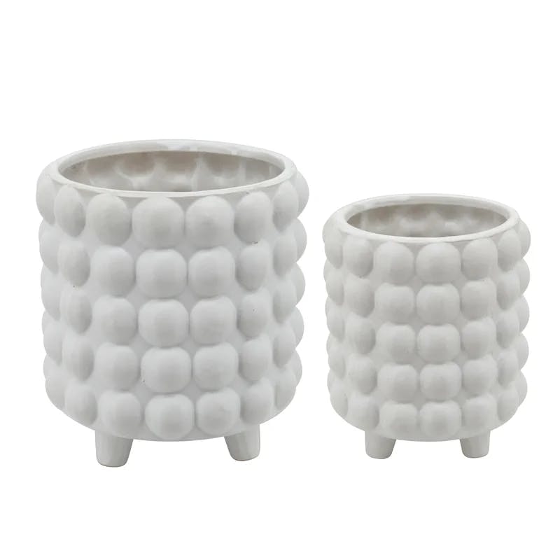 2 Piece Ceramic Planters - Contemporary Planter Set for Indoor or Outdoor Plants and Succulents