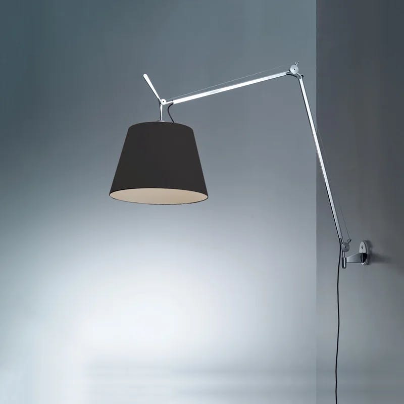 Tolomeo 12" Black Aluminum Dimmable Swing Arm Wall Light