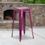 30'' Purple Metal Indoor-Outdoor Stackable Barstool