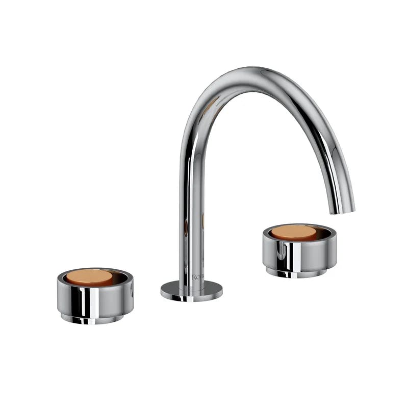 Eclissi Modern Chrome and Black Brass Widespread Bathroom Faucet