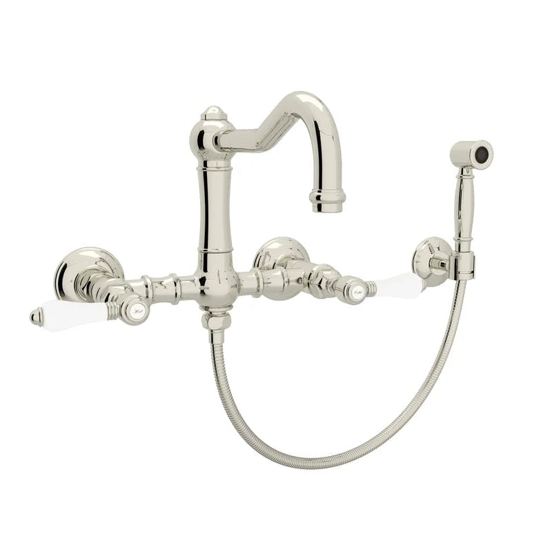 Classic Polished Nickel Double-Handle Kitchen Faucet with 180° Swivel