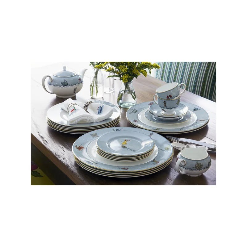 Kit Kemp's Sailor's Farewell 5-Piece Porcelain Dining Set, Service for 1