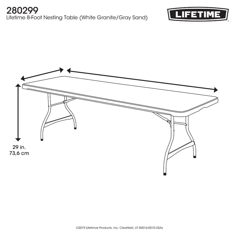 Granite White 96'' Foldable Indoor/Outdoor Banquet Table