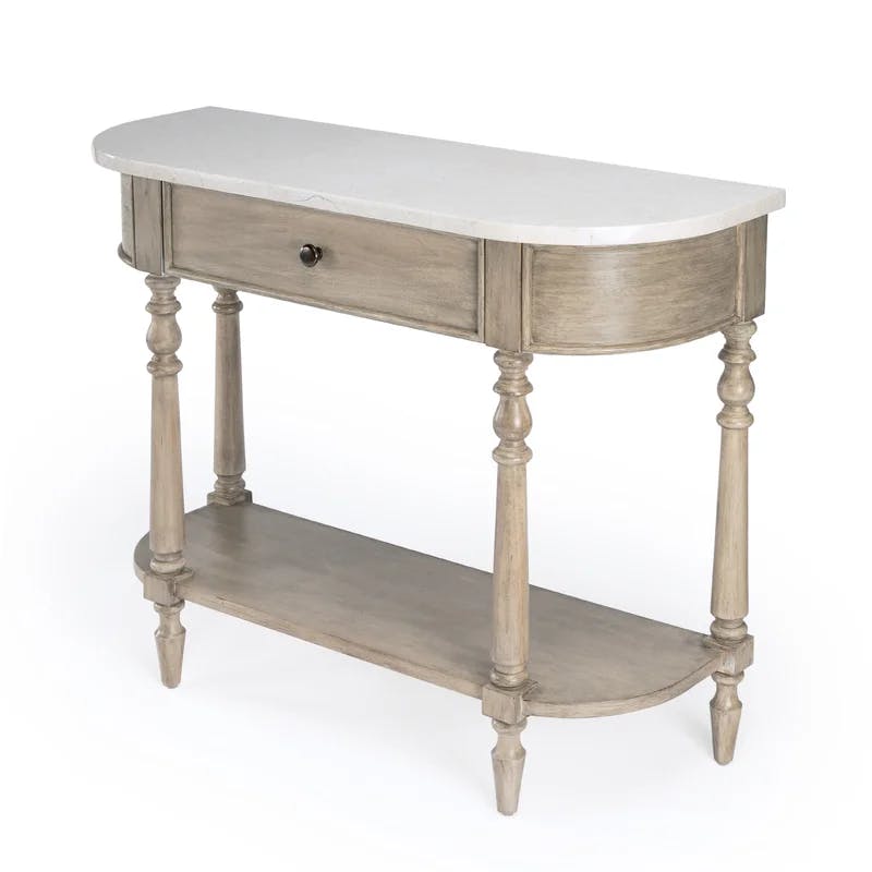 Umber Elegance Marble-Top Console Table with Storage