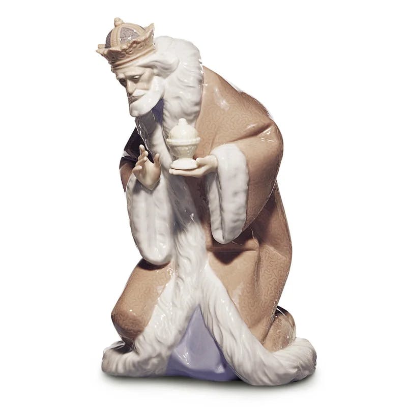 Elegant Porcelain Three Kings Nativity Scene Figurines, 1000ml