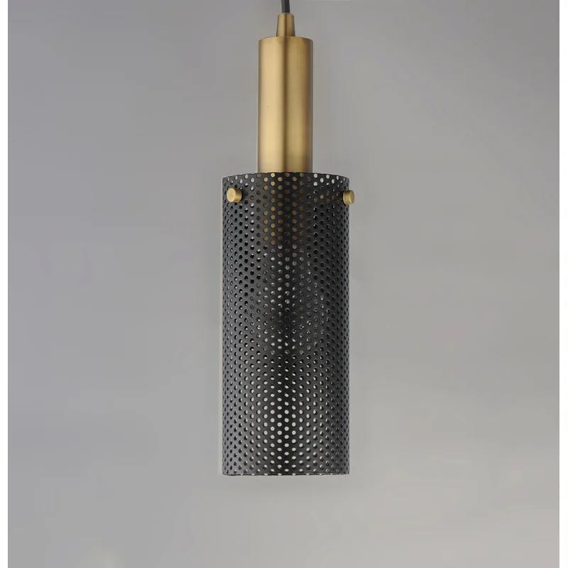 Matte Black and Satin Brass 3.5" Mini Globe Pendant Light