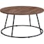 Lorell Round 31.5" Walnut Top Industrial Coffee Table with Metal Base