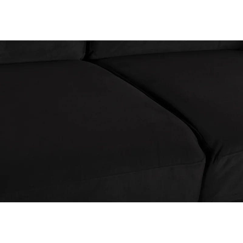 Elegant Alani 80.5'' Black Velvet Sofa with Nailhead Trim