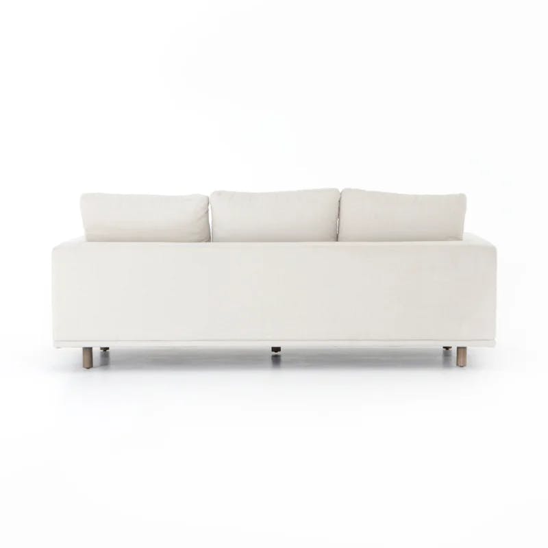 Centrale Bonnell Ivory 85" Modern Stationary Sofa with Track Arms