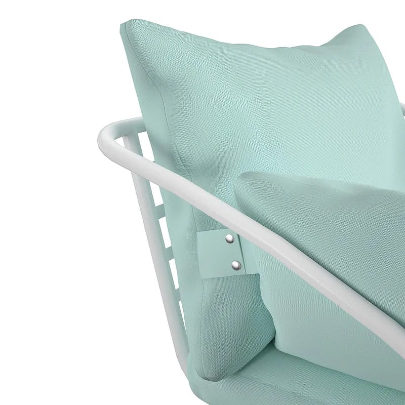 Teddi Aqua Haze Midcentury Modern Outdoor Lounge Chair Pair with Cushions