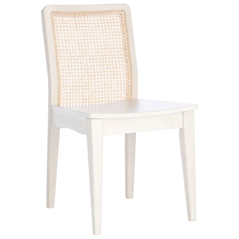 Benicio White and Natural Rattan Coastal Side Chair