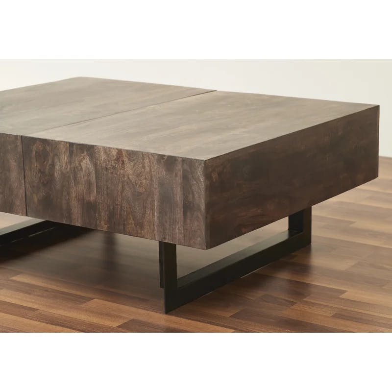 Glide Modern Extendable Coffee Table with Hidden Storage in Gray Olive