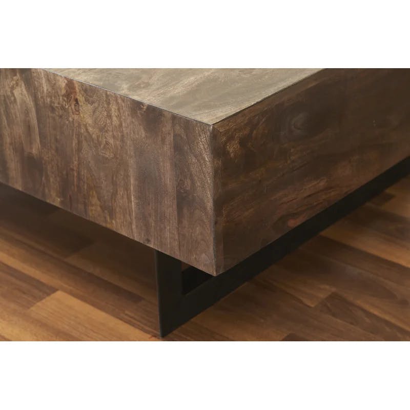 Glide Modern Extendable Coffee Table with Hidden Storage in Gray Olive