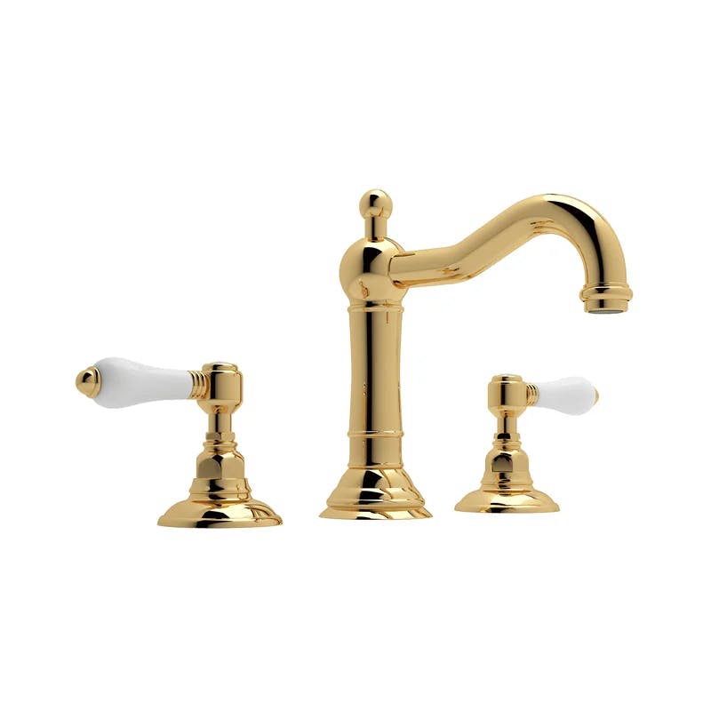 Acqui Classic Polished Nickel 3-Hole Widespread Faucet with Porcelain Handles