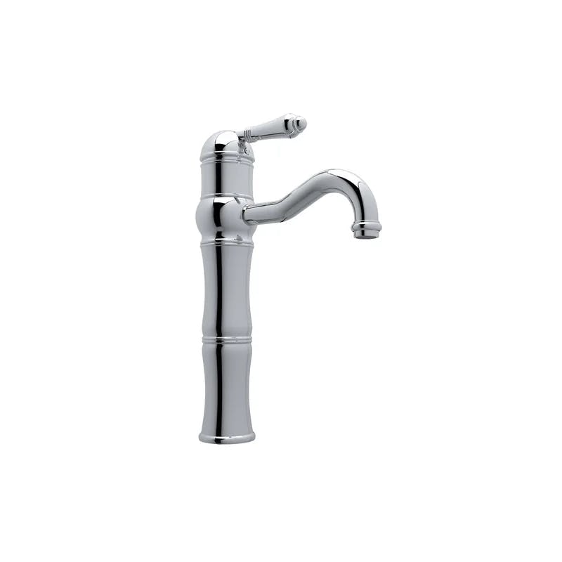 Acqui Classic Polished Chrome Tall Vessel Faucet with Porcelain Handle