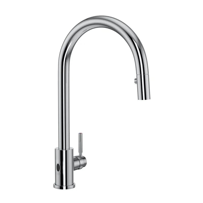 Holborn Polished Chrome 16.75" Pull-Down Kitchen Faucet with Brass Handle