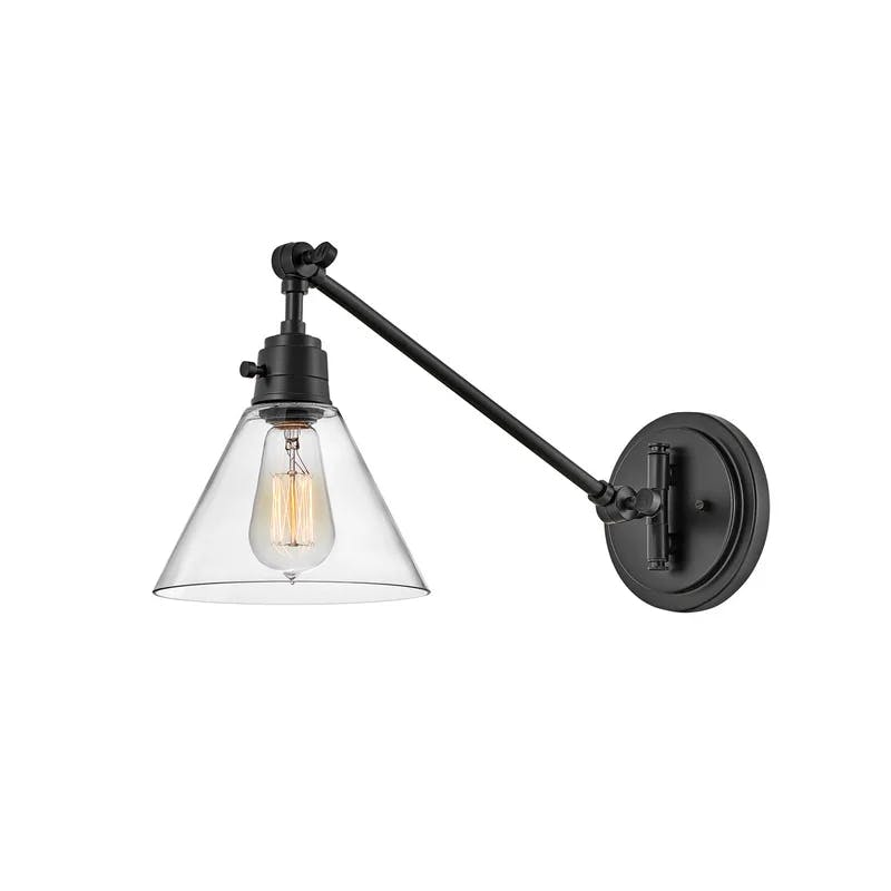 Arti Adjustable Black and Clear Glass 1-Light Wall Sconce