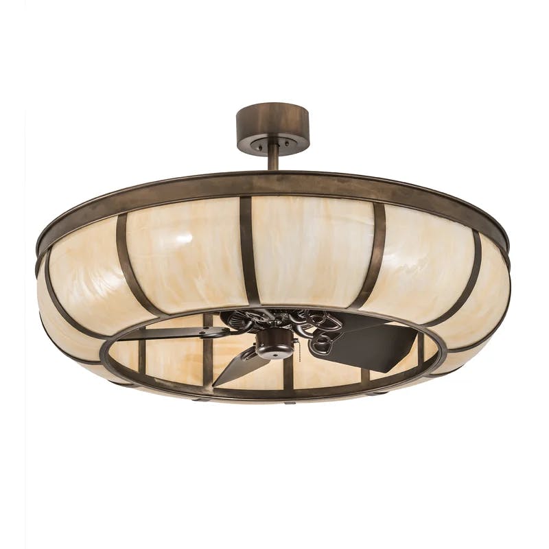 Craftsman Chocolate and Beige 5-Blade Chandel-Air with Lighting