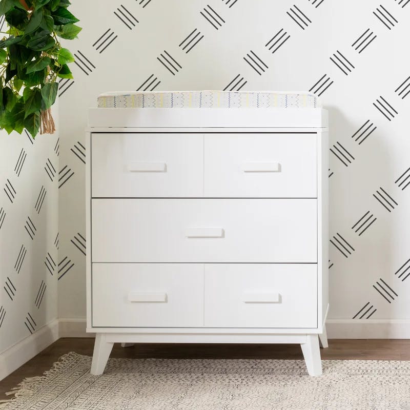Mid-Century Modern Scoot 3-Drawer Dresser with Removable Changing Tray
