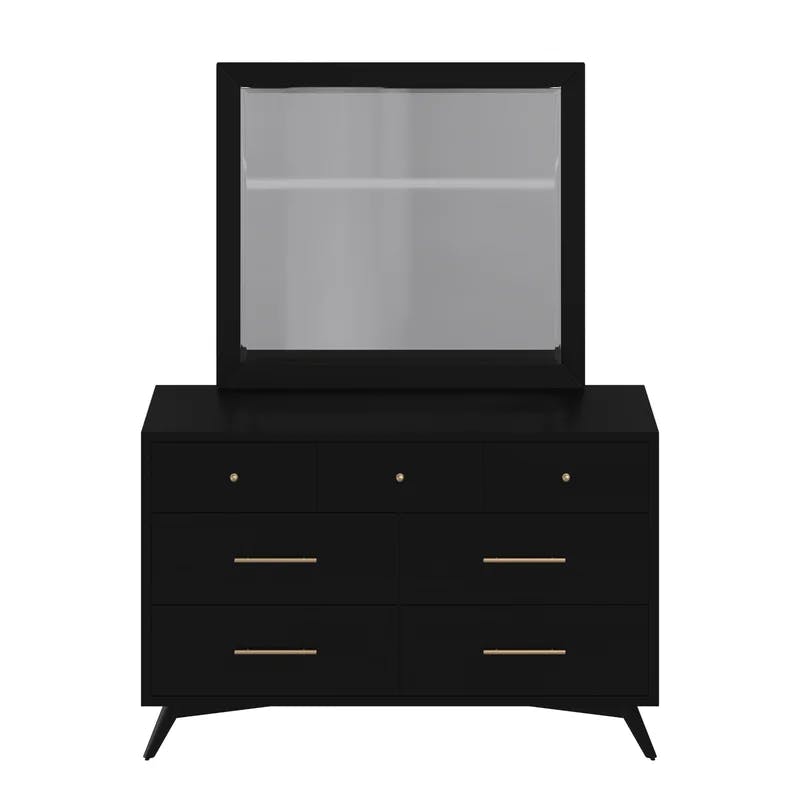 Flynn Transitional Black 7-Drawer Dresser with Felt-Lined Top Drawer