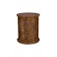 Transitional Hand-Carved Solid Mango Wood Round End Table in Distressed Brown