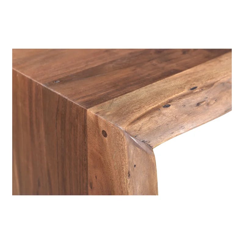 Haworth Minimalist Solid Wood Waterfall Coffee Table - Brown