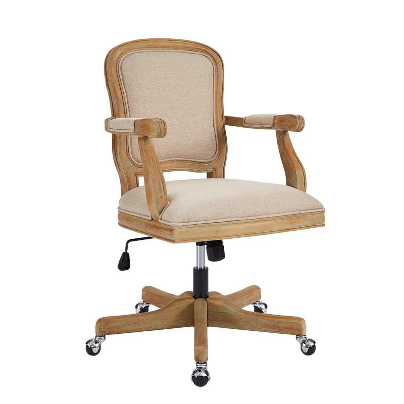 Driftwood Beige Stripe Upholstered Adjustable Office Chair