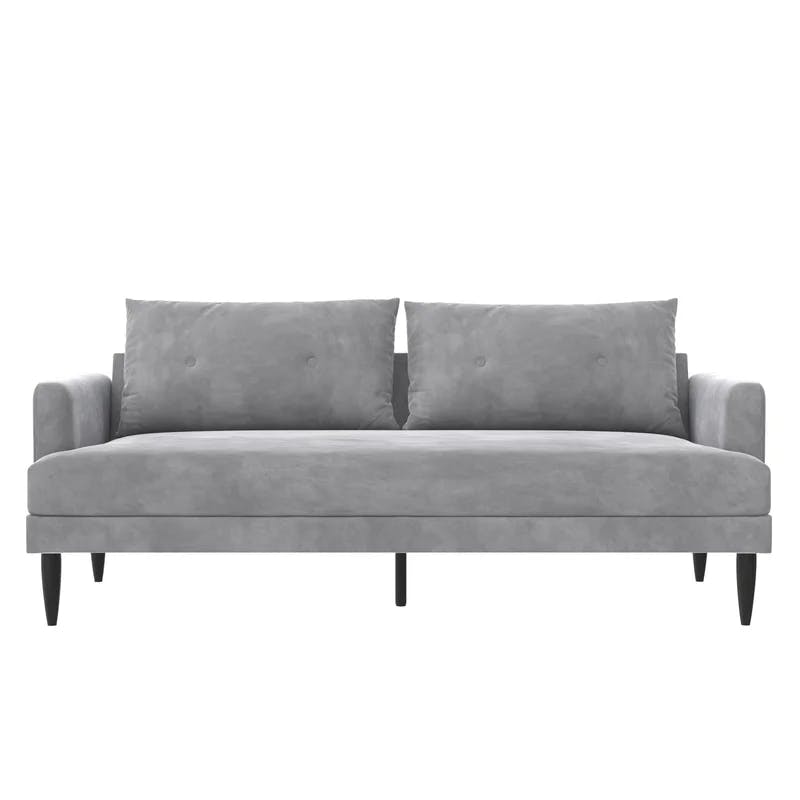 Bailey 80'' Light Gray Velvet Tufted Pillow Back Sofa