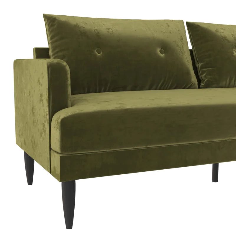 Bailey 80" Olive Green Velvet Tufted Sofa with Wood Frame