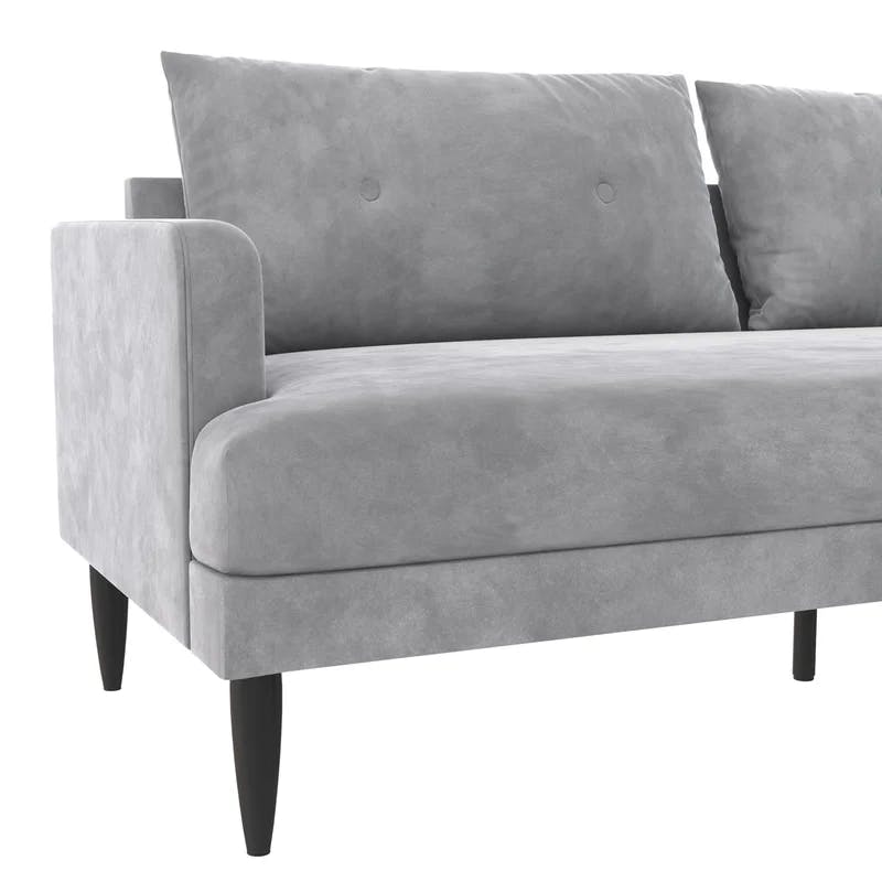 Bailey 80'' Light Gray Velvet Tufted Pillow Back Sofa