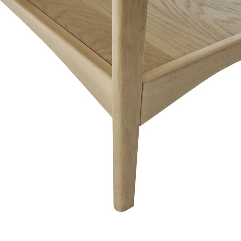 Parker Mid-Century Modern Off-White and Natural Wood End Table