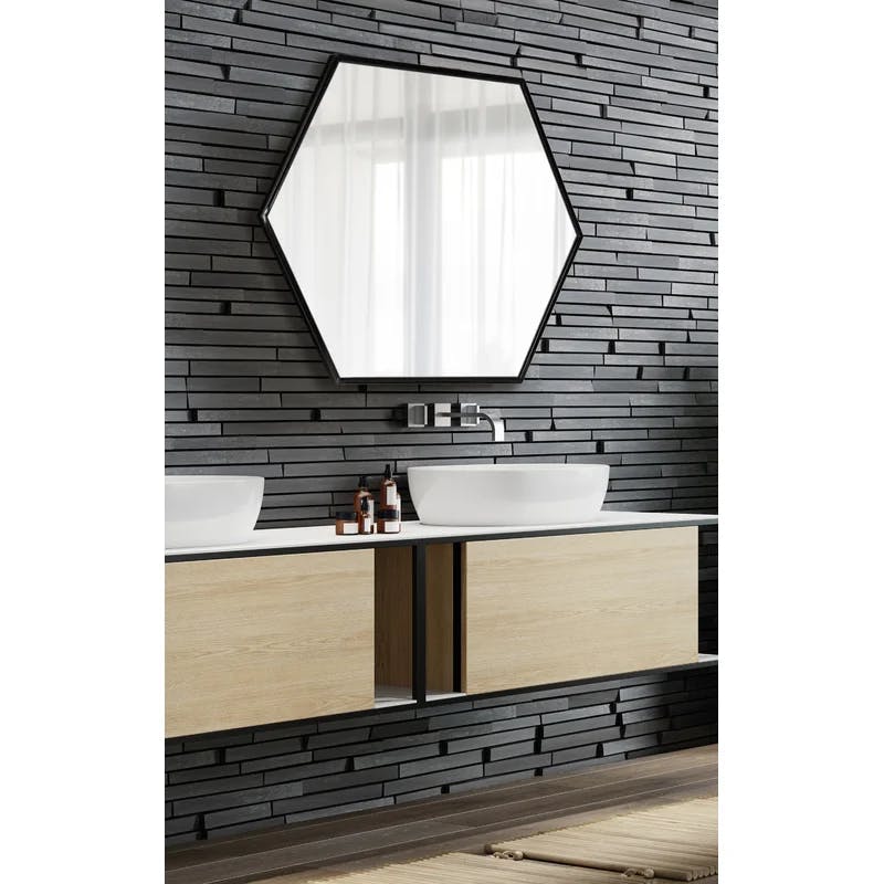 Sophia Full Length Hexagon Bathroom Mirror with Sleek Black Trim