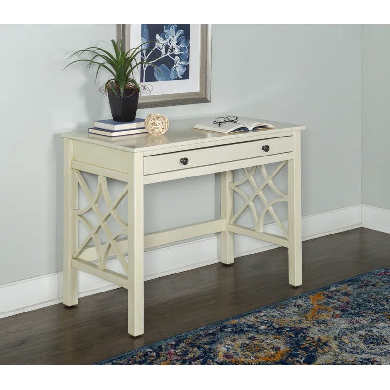 Whitley Antique White 41.75" Wooden Writing Desk with Drawer