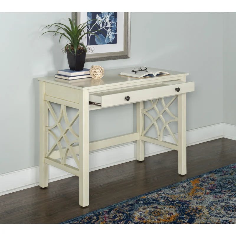 Whitley Antique White 41.75" Wooden Writing Desk with Drawer