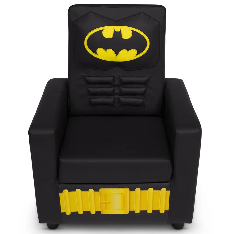 Gotham Hero Black Faux Leather Kids' High-Back Armchair