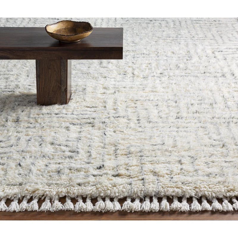 Risa Hand-Knotted Geometric Gray Wool 8'10" x 12' Area Rug