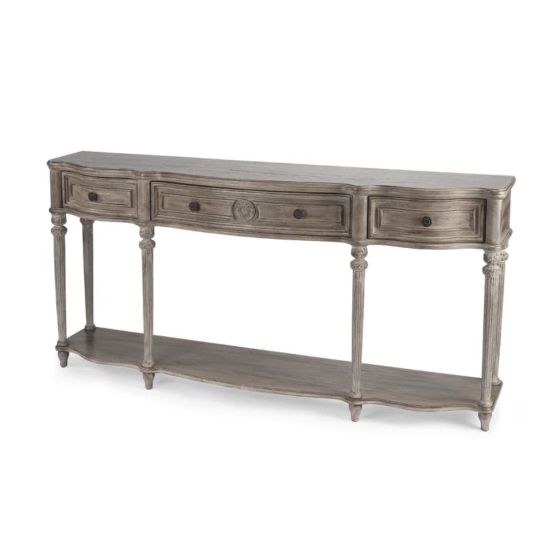 Peyton Driftwood Elegance Console Table with Acanthus Leaf Detail