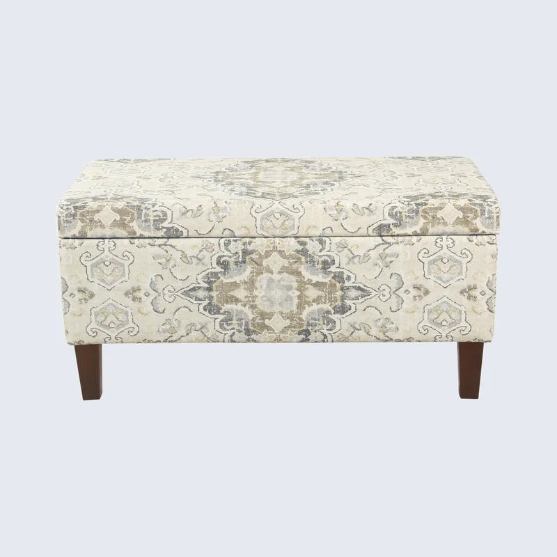Modern Ebony and Cream 36" Upholstered Storage Bench