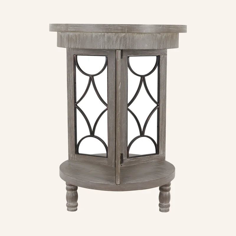 Roberta Wood and Metal Side Table with Shelf, Winter Melody, Bronze Finish