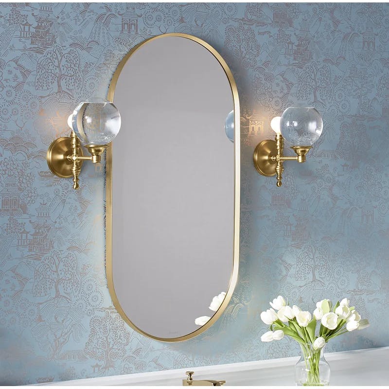 Essential Elegance 40" x 20" Brushed Gold Metal Framed Vanity Mirror