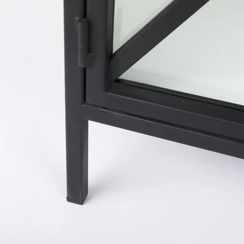 Diego 33'' Black and White Modern Glass Door Storage Cabinet